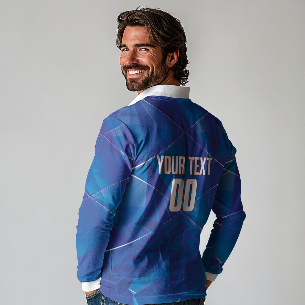 Cayman Islands Basketball Custom Long Sleeve Polo Shirt Sea Turtle Sporty Style