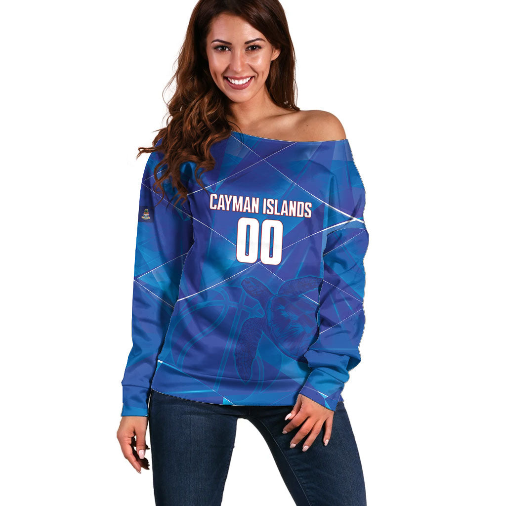 Cayman Islands Basketball Custom Off Shoulder Sweater Sea Turtle Sporty Style
