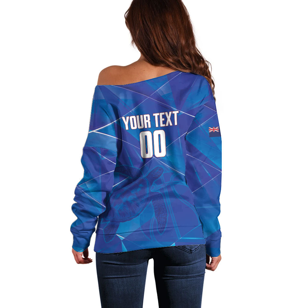 Cayman Islands Basketball Custom Off Shoulder Sweater Sea Turtle Sporty Style