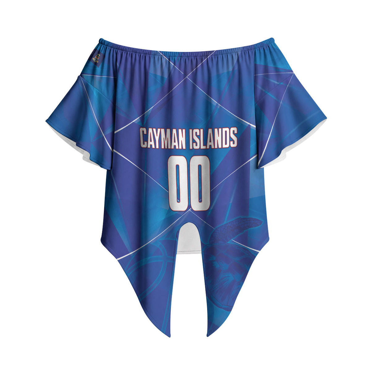 Cayman Islands Basketball Custom Off Shoulder Wrap Waist Top Sea Turtle Sporty Style