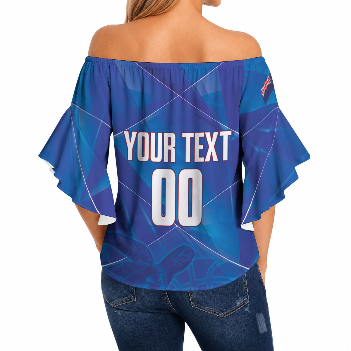 Cayman Islands Basketball Custom Off Shoulder Wrap Waist Top Sea Turtle Sporty Style