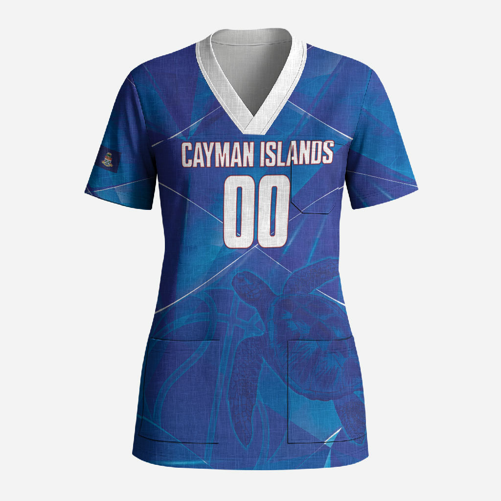 Cayman Islands Basketball Custom Scrub Top Sea Turtle Sporty Style