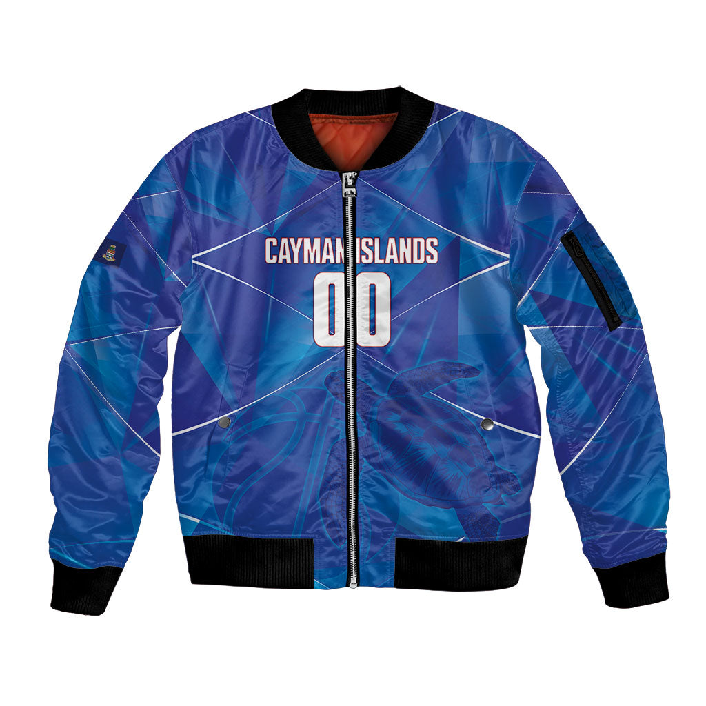 Cayman Islands Basketball Custom Sleeve Zip Bomber Jacket Sea Turtle Sporty Style