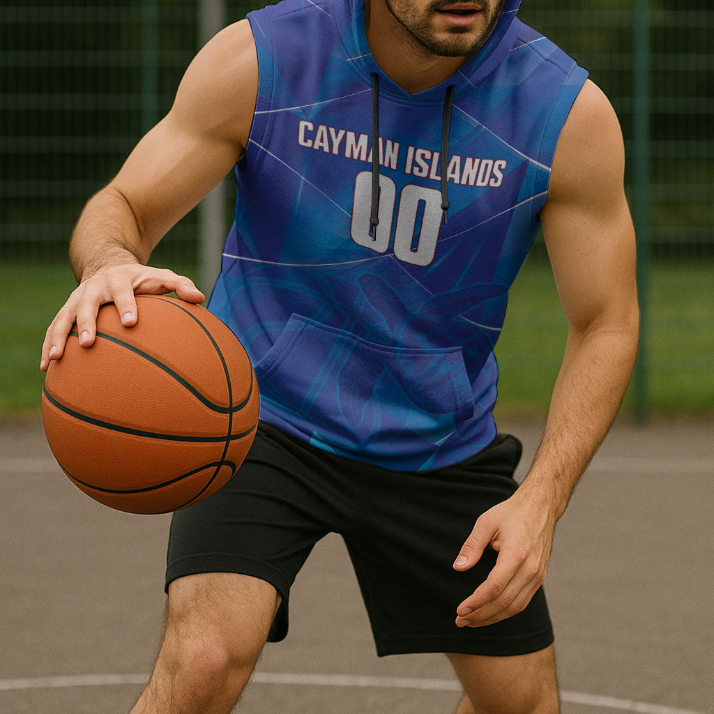 Cayman Islands Basketball Custom Sleeveless Hoodie Sea Turtle Sporty Style