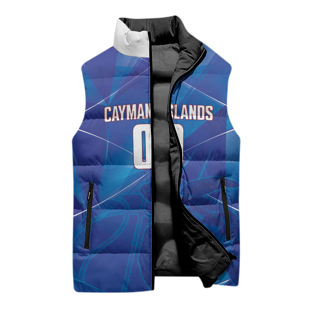 Cayman Islands Basketball Custom Sleeveless Puffer Jacket Sea Turtle Sporty Style