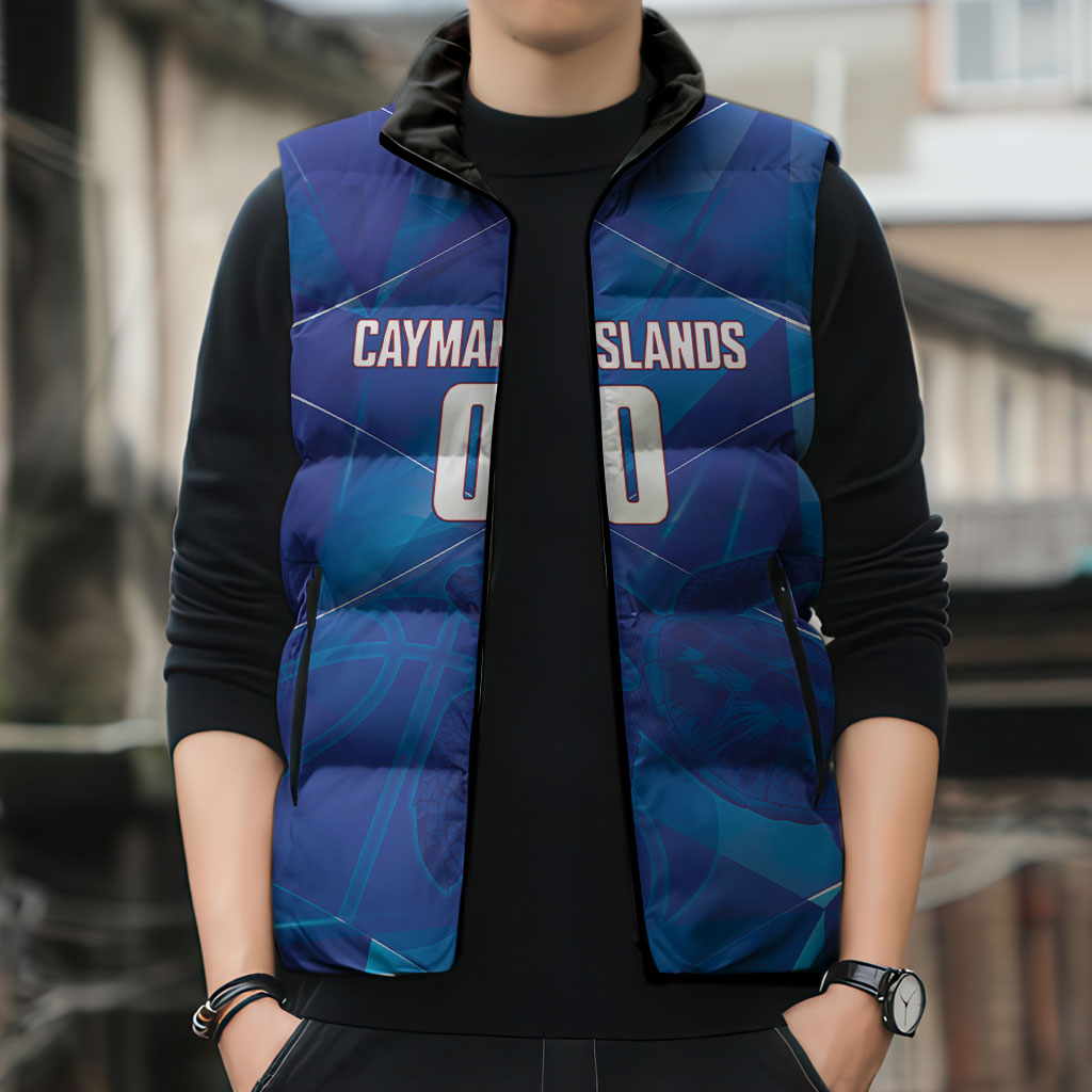 Cayman Islands Basketball Custom Sleeveless Puffer Jacket Sea Turtle Sporty Style