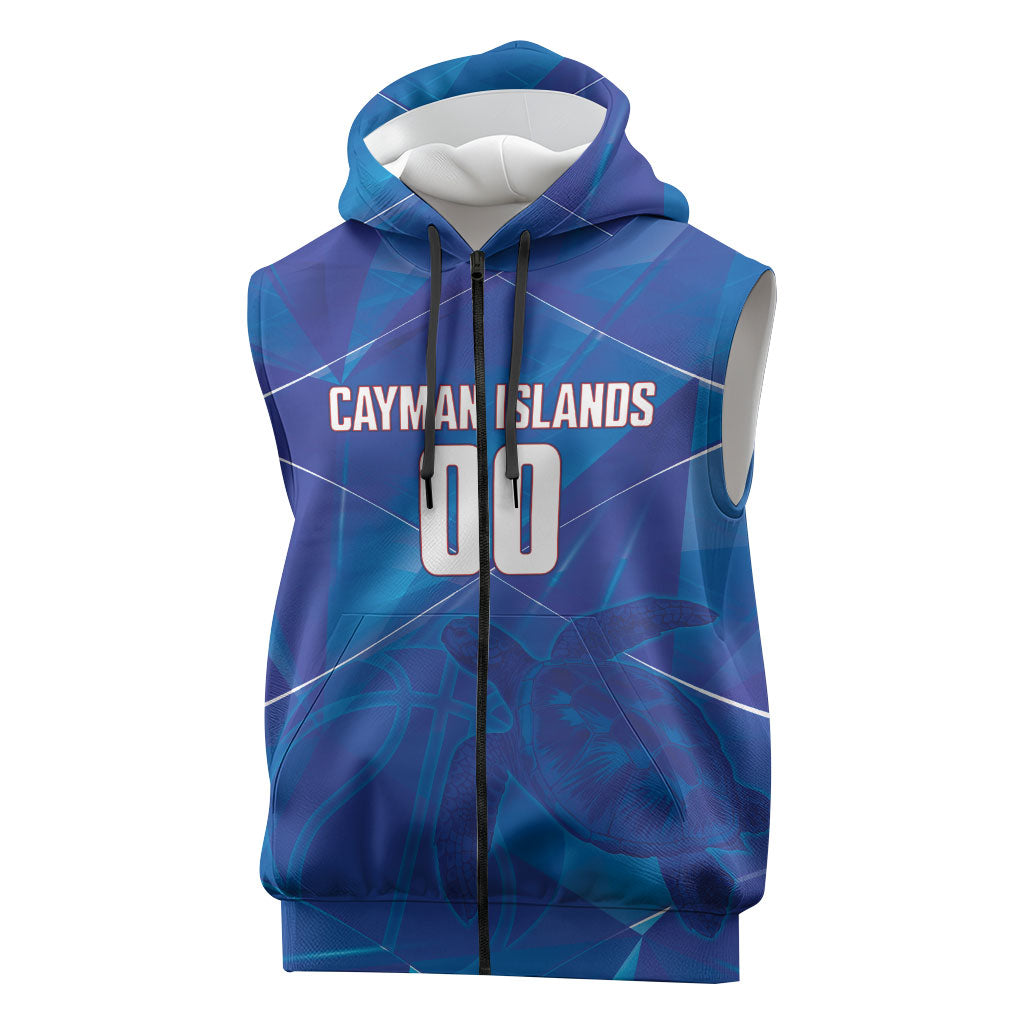 Cayman Islands Basketball Custom Sleeveless Zip Hoodie Sea Turtle Sporty Style