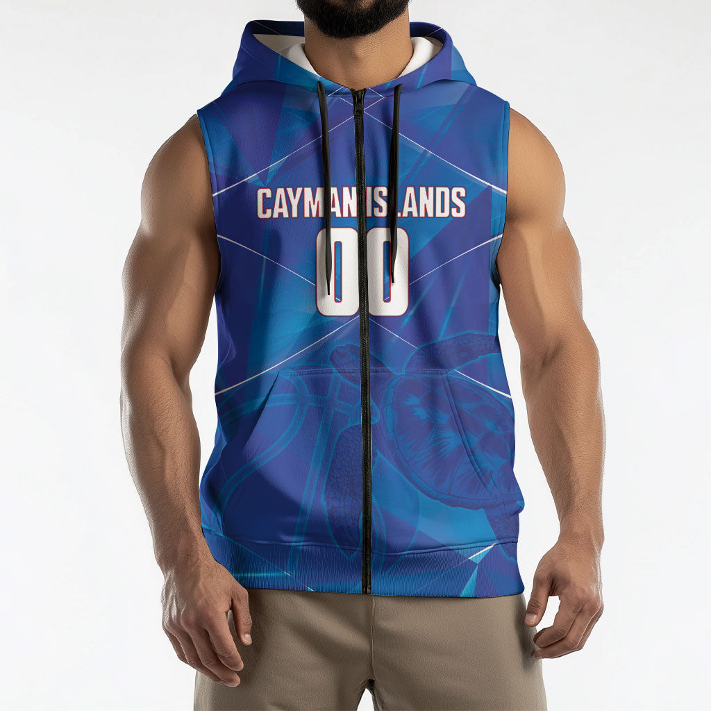 Cayman Islands Basketball Custom Sleeveless Zip Hoodie Sea Turtle Sporty Style