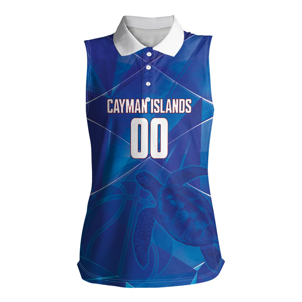 Cayman Islands Basketball Custom Women Sleeveless Polo Shirt Sea Turtle Sporty Style