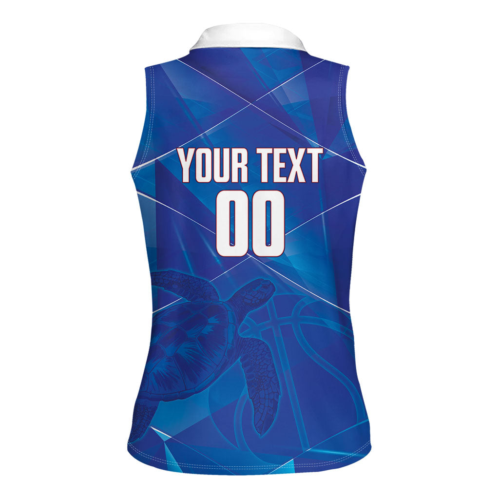 Cayman Islands Basketball Custom Women Sleeveless Polo Shirt Sea Turtle Sporty Style