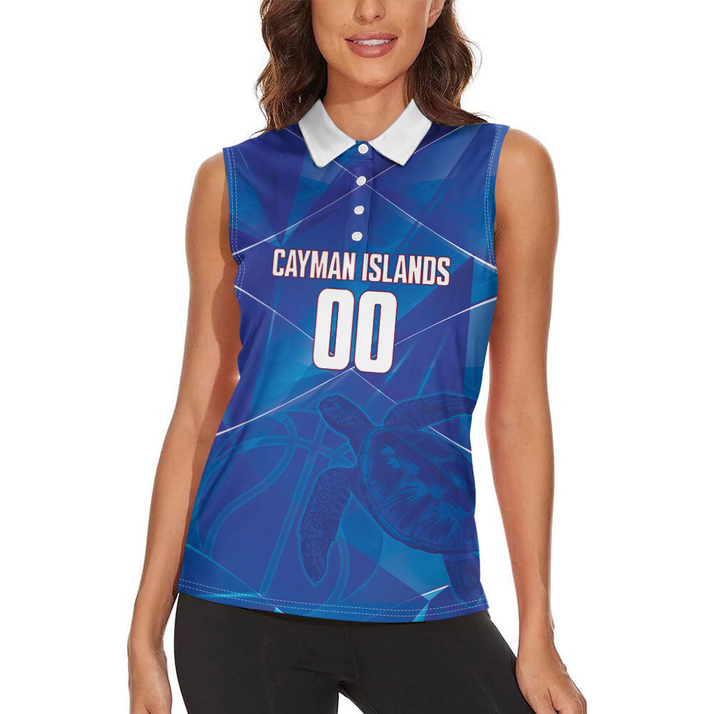 Cayman Islands Basketball Custom Women Sleeveless Polo Shirt Sea Turtle Sporty Style