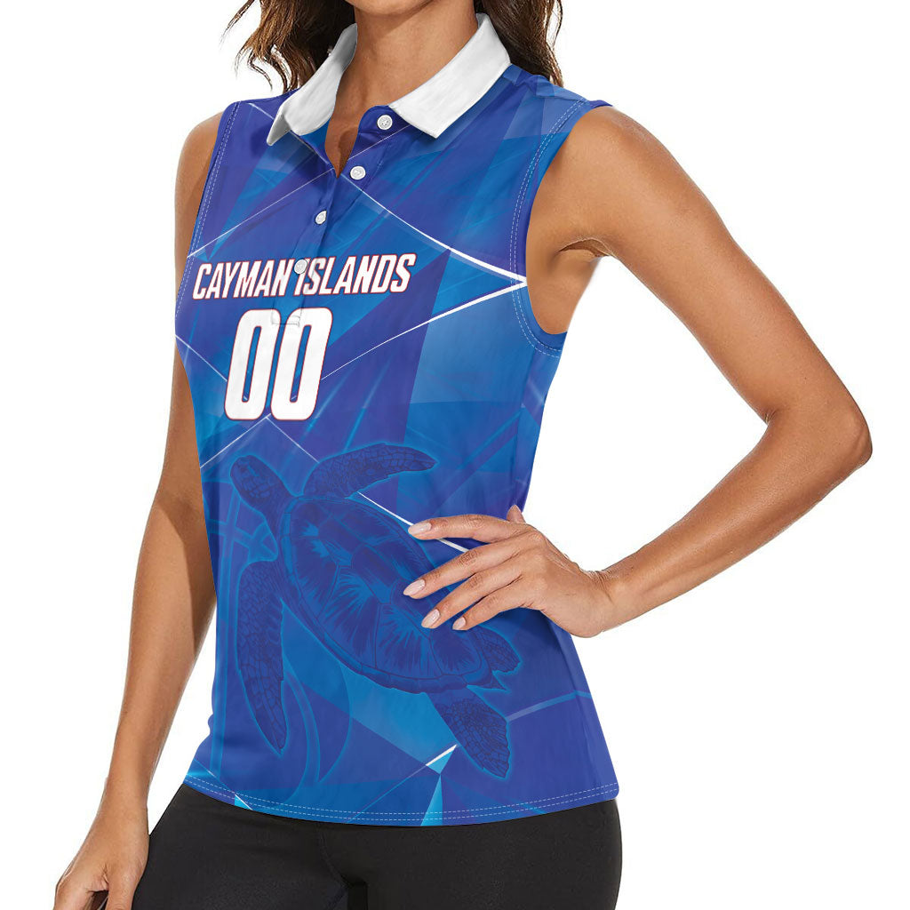 Cayman Islands Basketball Custom Women Sleeveless Polo Shirt Sea Turtle Sporty Style