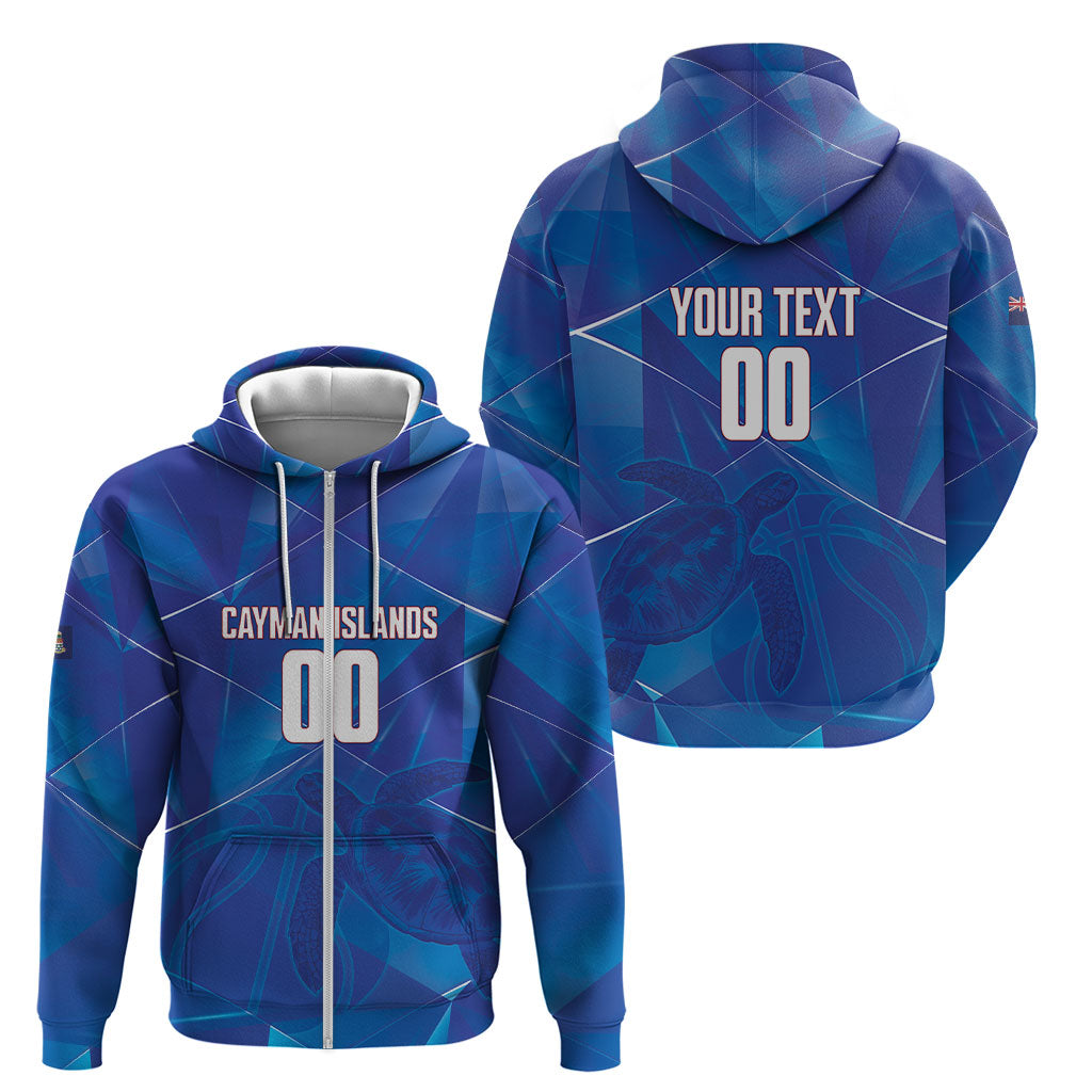 Cayman Islands Basketball Custom Zip Hoodie Sea Turtle Sporty Style