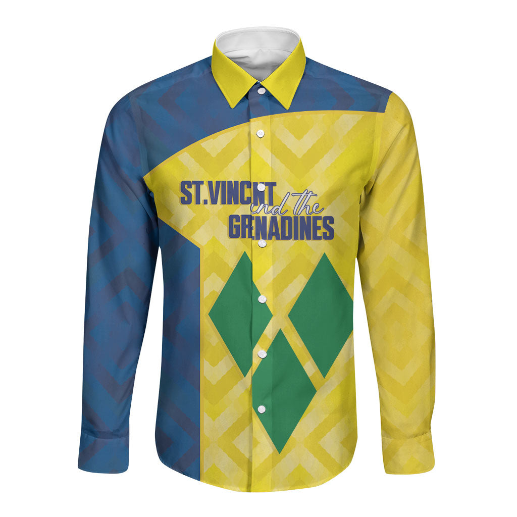 Saint Vincent and the Grenadines Basketball Custom Long Sleeve Button Shirt Sporty Style