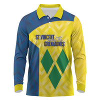 Saint Vincent and the Grenadines Basketball Custom Long Sleeve Polo Shirt Sporty Style