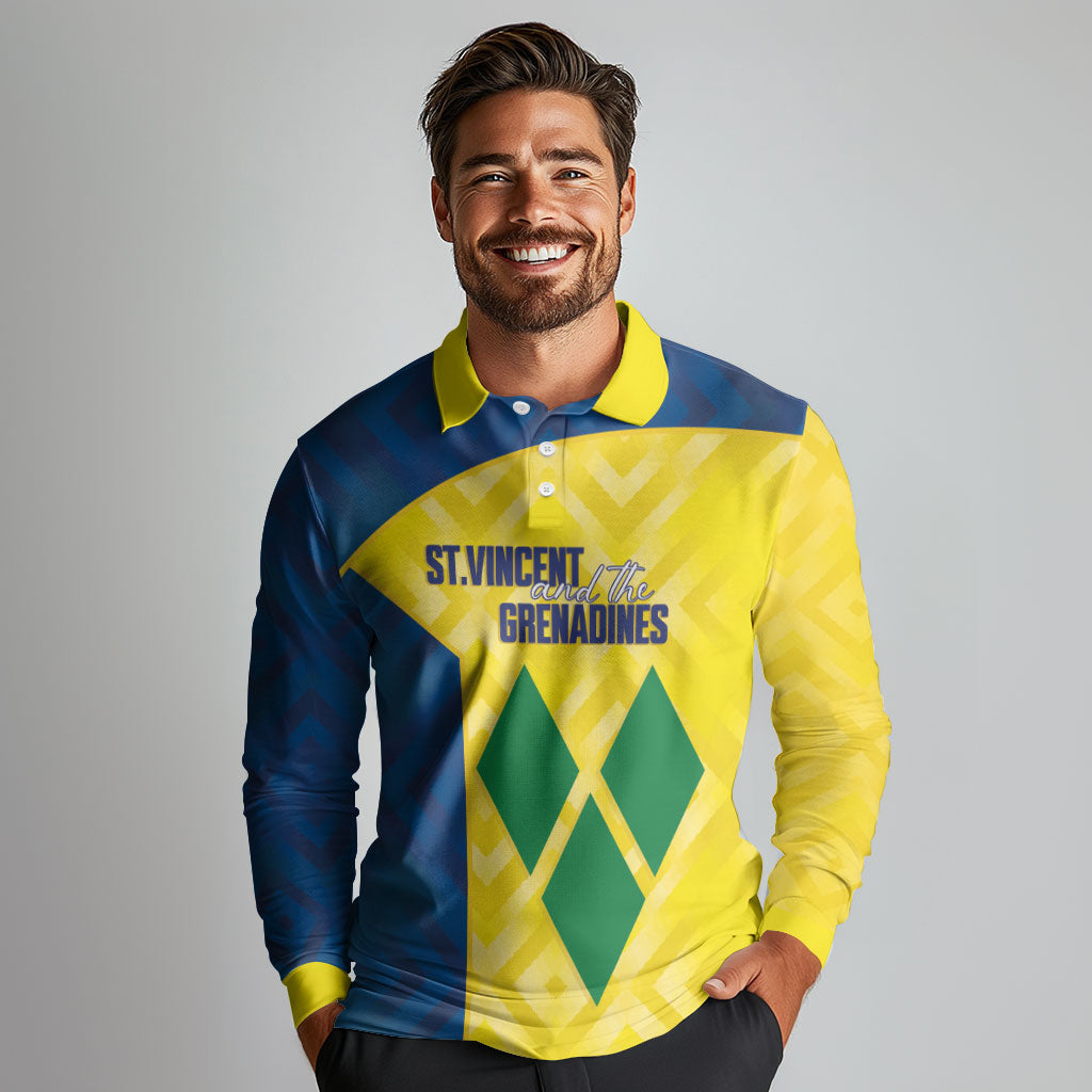 Saint Vincent and the Grenadines Basketball Custom Long Sleeve Polo Shirt Sporty Style