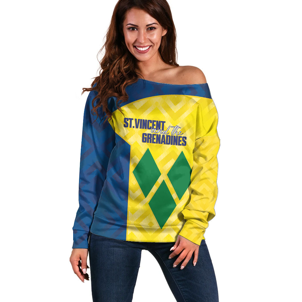Saint Vincent and the Grenadines Basketball Custom Off Shoulder Sweater Sporty Style