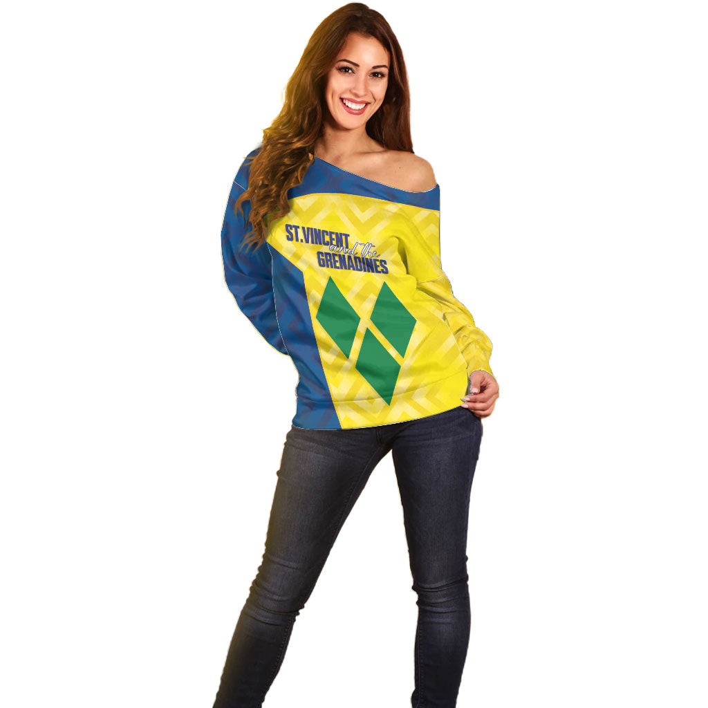 Saint Vincent and the Grenadines Basketball Custom Off Shoulder Sweater Sporty Style