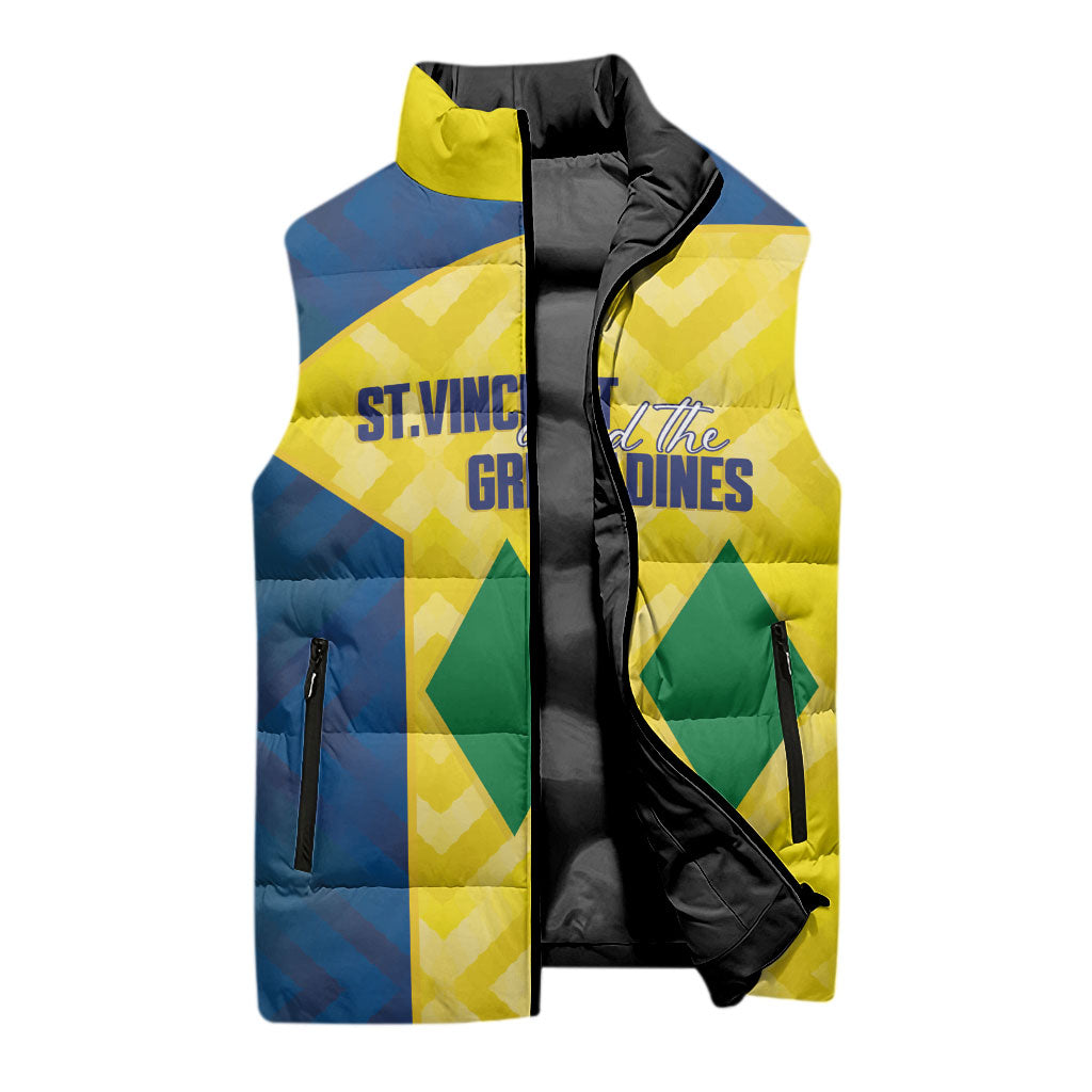 Saint Vincent and the Grenadines Basketball Custom Sleeveless Puffer Jacket Sporty Style