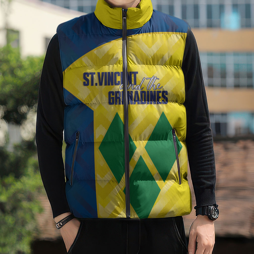 Saint Vincent and the Grenadines Basketball Custom Sleeveless Puffer Jacket Sporty Style