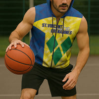Saint Vincent and the Grenadines Basketball Custom Sleeveless Zip Hoodie Sporty Style