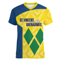 Saint Vincent and the Grenadines Basketball Custom Women V-Neck T-Shirt Sporty Style