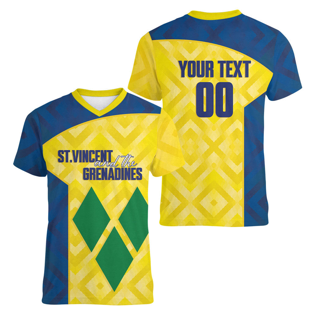 Saint Vincent and the Grenadines Basketball Custom Women V-Neck T-Shirt Sporty Style