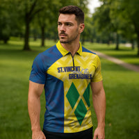 Saint Vincent and the Grenadines Basketball Custom Zipper Polo Shirt Sporty Style