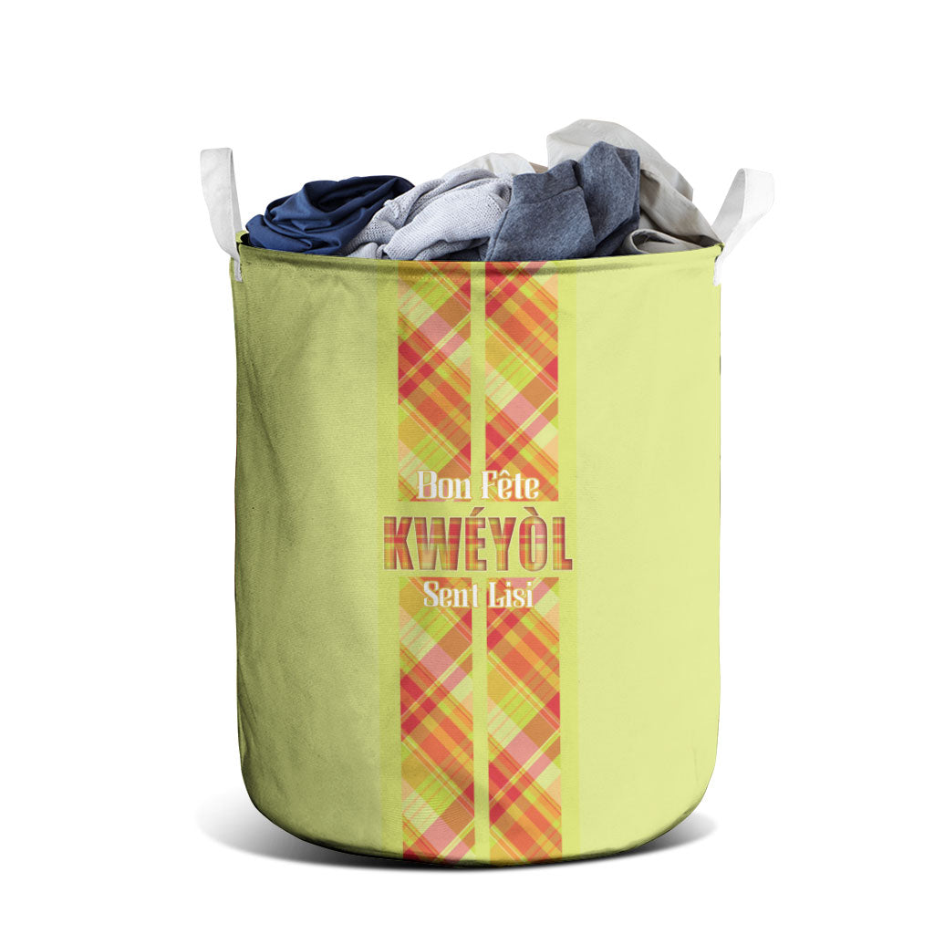 Bon Fete Kweyol Sent Lisi Laundry Basket Saint Lucia Creole Day Madras Motifs Yellow
