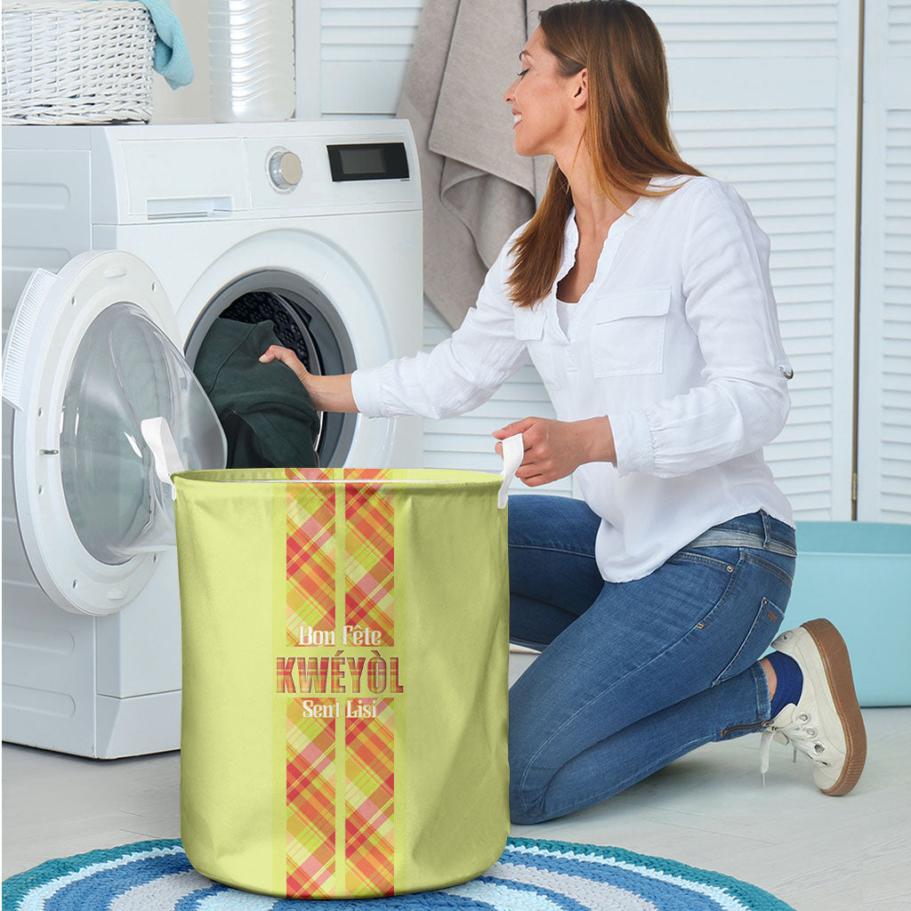 Bon Fete Kweyol Sent Lisi Laundry Basket Saint Lucia Creole Day Madras Motifs Yellow