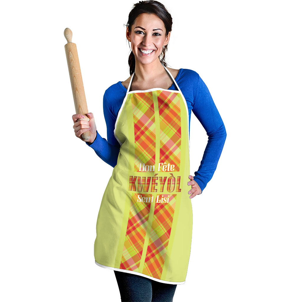 Bon Fete Kweyol Sent Lisi Apron Saint Lucia Creole Day Madras Motifs Yellow