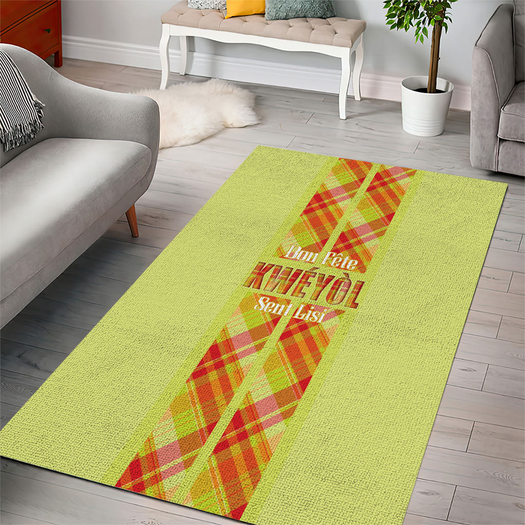 Bon Fete Kweyol Sent Lisi Area Rug Saint Lucia Creole Day Madras Motifs Yellow