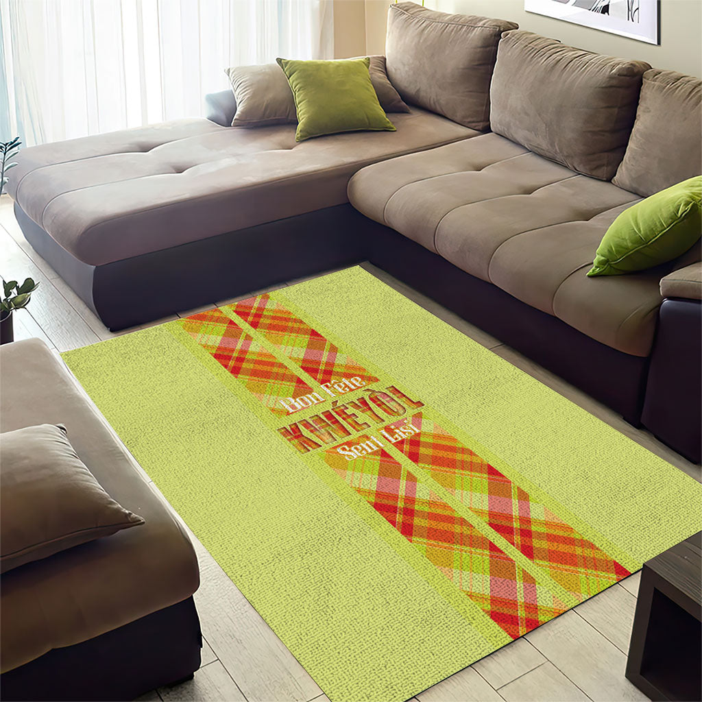 Bon Fete Kweyol Sent Lisi Area Rug Saint Lucia Creole Day Madras Motifs Yellow