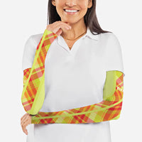 Personalized Bon Fete Kweyol Sent Lisi Arm Sleeves Saint Lucia Creole Day Madras Motifs Yellow