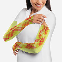 Personalized Bon Fete Kweyol Sent Lisi Arm Sleeves Saint Lucia Creole Day Madras Motifs Yellow