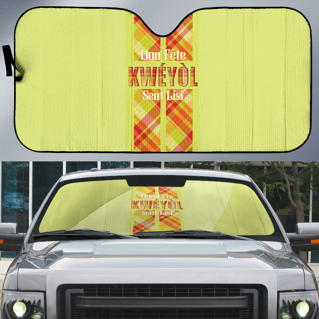 Bon Fete Kweyol Sent Lisi Auto Sun Shade Saint Lucia Creole Day Madras Motifs Yellow