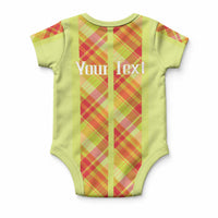 Personalized Bon Fete Kweyol Sent Lisi Baby Onesie Saint Lucia Creole Day Madras Motifs Yellow