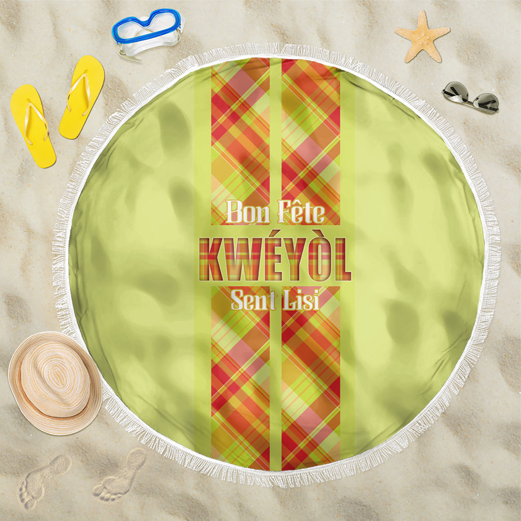 Bon Fete Kweyol Sent Lisi Beach Blanket Saint Lucia Creole Day Madras Motifs Yellow