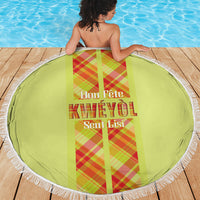 Bon Fete Kweyol Sent Lisi Beach Blanket Saint Lucia Creole Day Madras Motifs Yellow