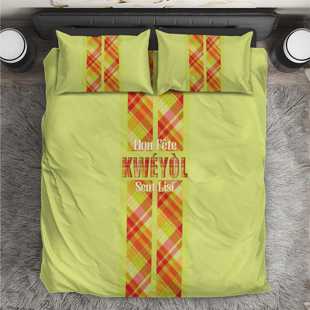 Bon Fete Kweyol Sent Lisi Bedding Set Saint Lucia Creole Day Madras Motifs Yellow
