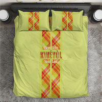 Bon Fete Kweyol Sent Lisi Bedding Set Saint Lucia Creole Day Madras Motifs Yellow
