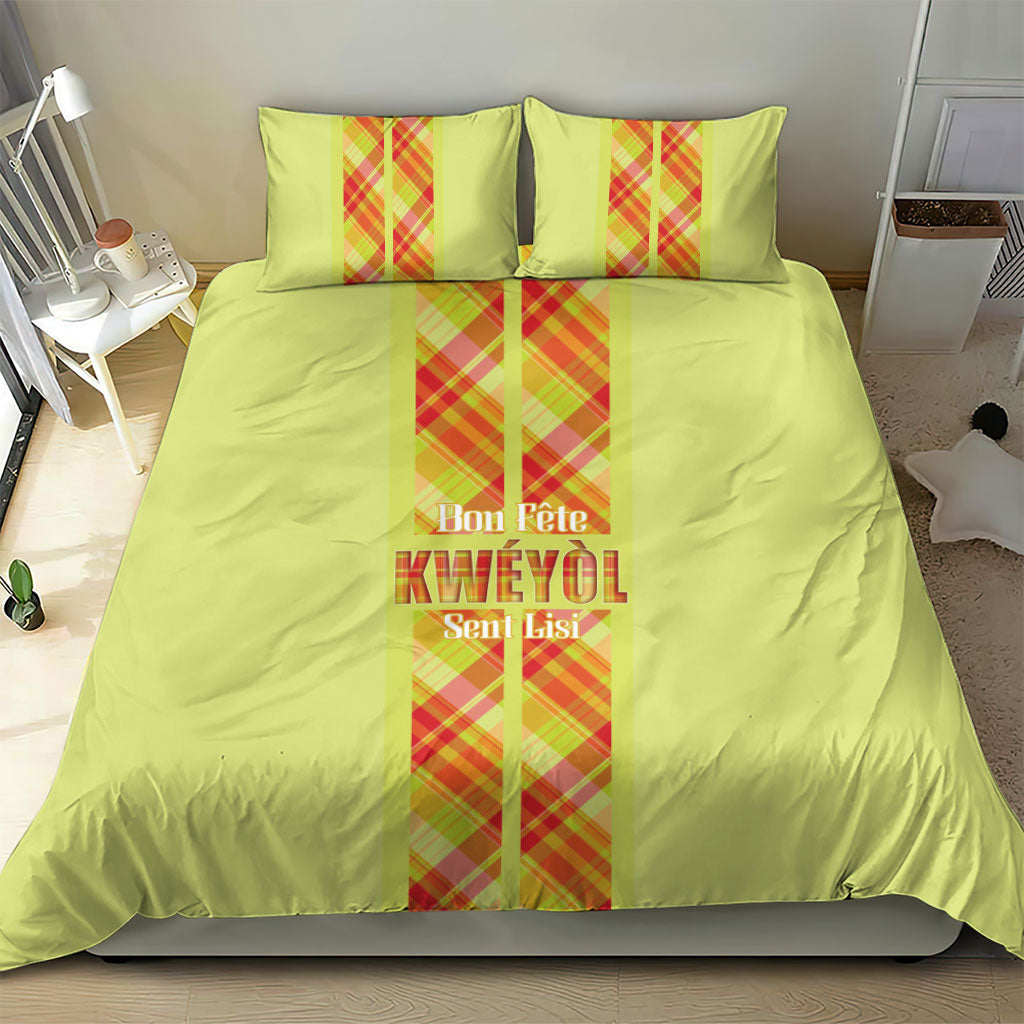 Bon Fete Kweyol Sent Lisi Bedding Set Saint Lucia Creole Day Madras Motifs Yellow