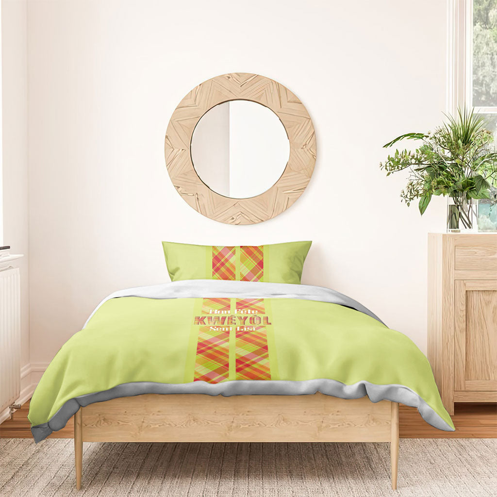 Bon Fete Kweyol Sent Lisi Bedding Set Saint Lucia Creole Day Madras Motifs Yellow