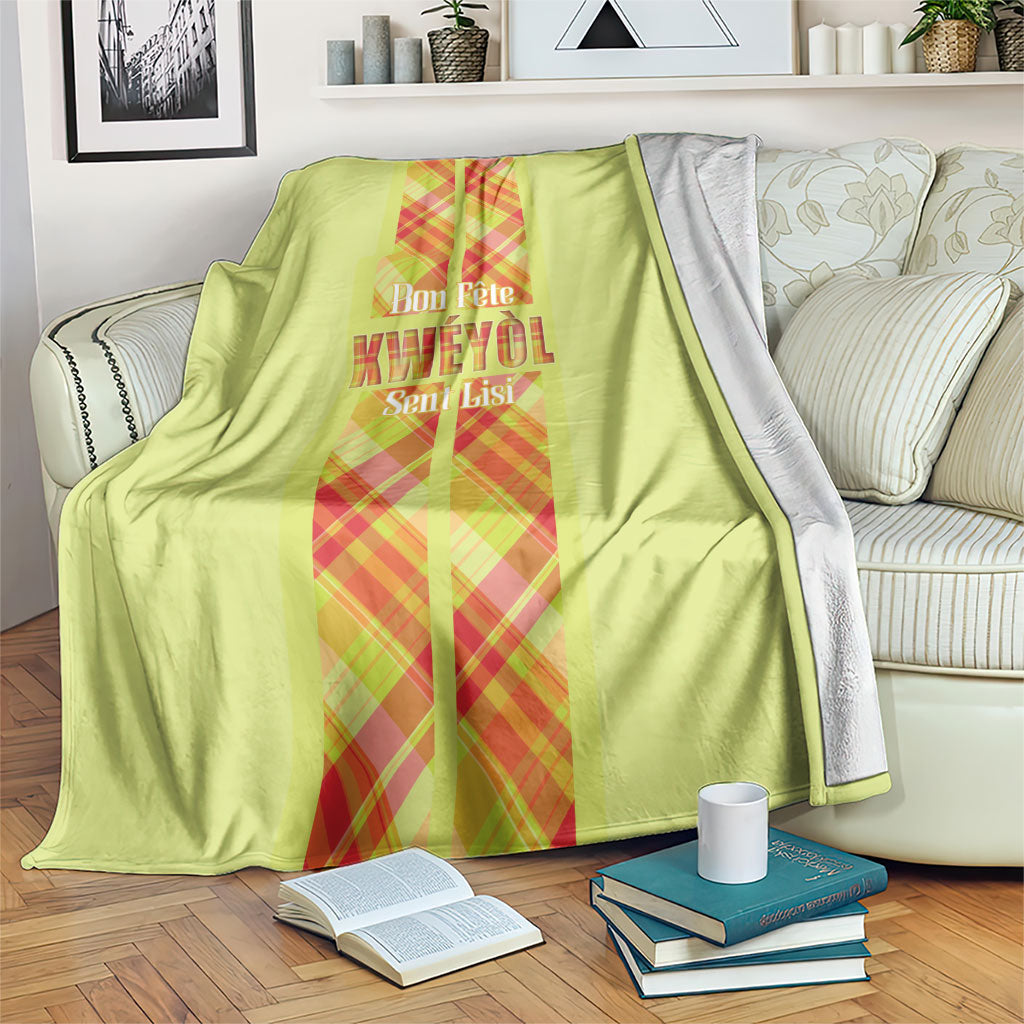 Bon Fete Kweyol Sent Lisi Blanket Saint Lucia Creole Day Madras Motifs Yellow