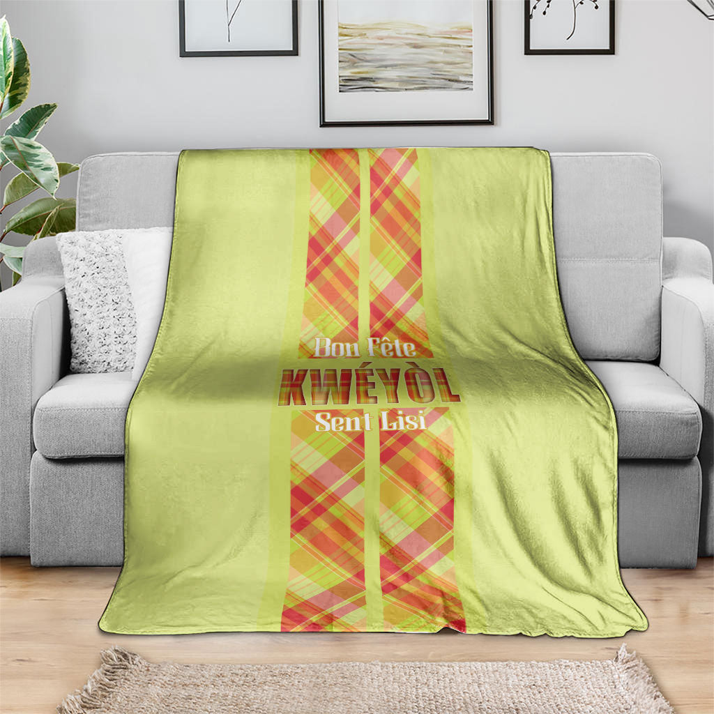 Bon Fete Kweyol Sent Lisi Blanket Saint Lucia Creole Day Madras Motifs Yellow
