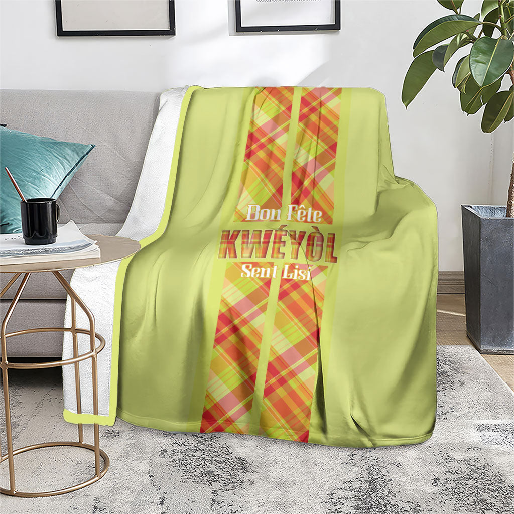 Bon Fete Kweyol Sent Lisi Blanket Saint Lucia Creole Day Madras Motifs Yellow