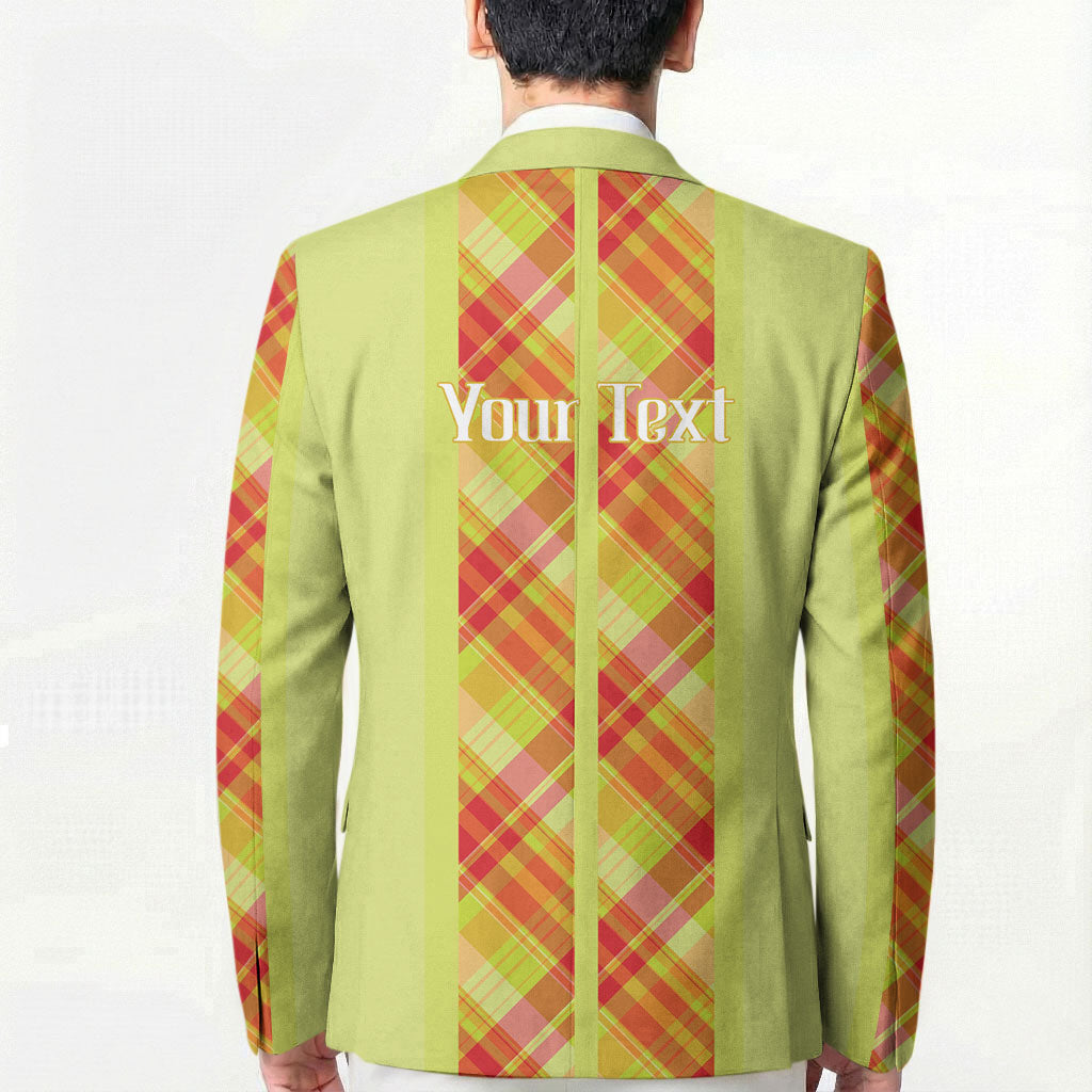 Personalized Bon Fete Kweyol Sent Lisi Blazer Saint Lucia Creole Day Madras Motifs Yellow