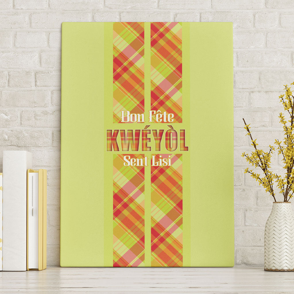 Bon Fete Kweyol Sent Lisi Canvas Wall Art Saint Lucia Creole Day Madras Motifs Yellow