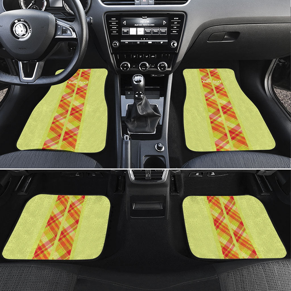 Personalized Bon Fete Kweyol Sent Lisi Car Mats Saint Lucia Creole Day Madras Motifs Yellow