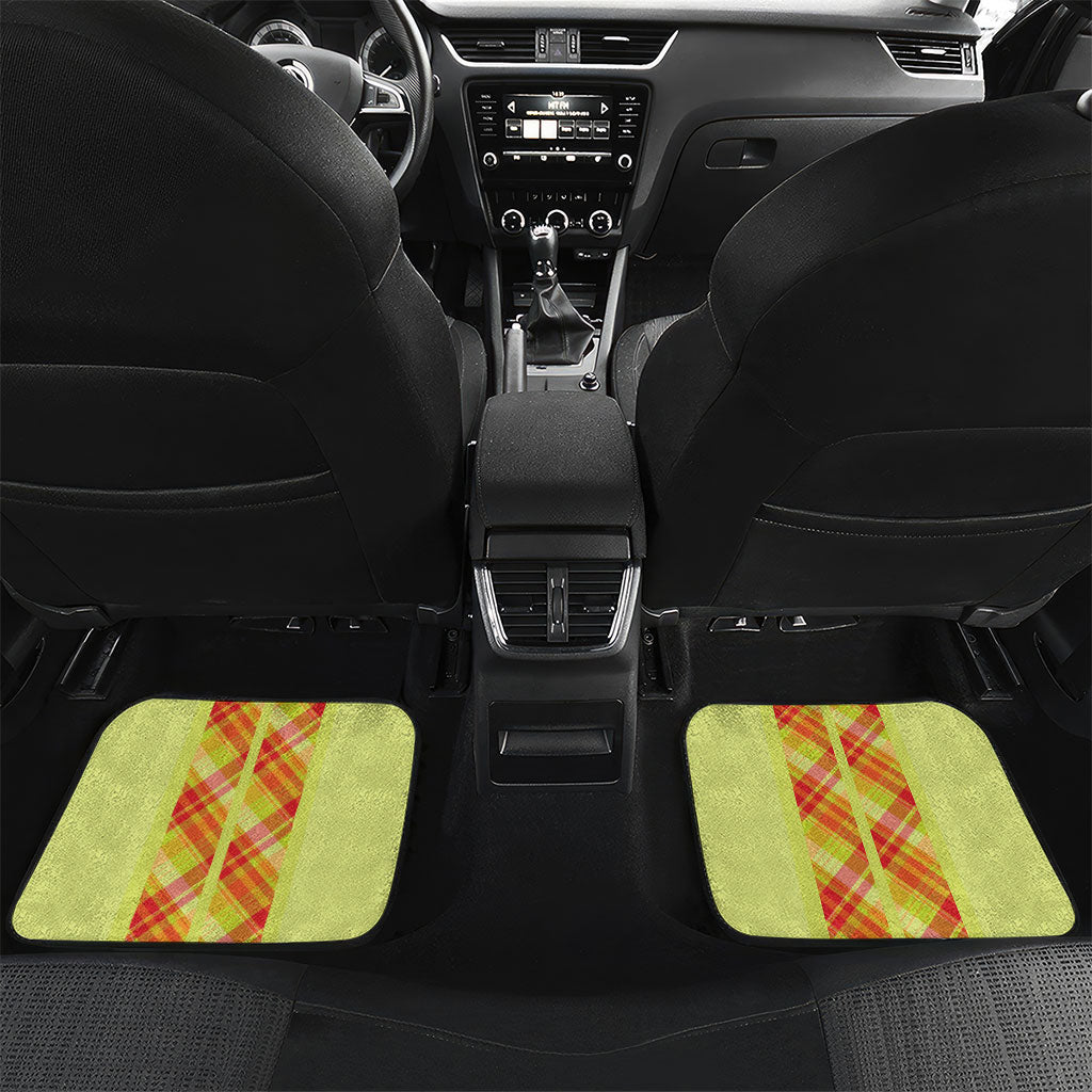 Personalized Bon Fete Kweyol Sent Lisi Car Mats Saint Lucia Creole Day Madras Motifs Yellow